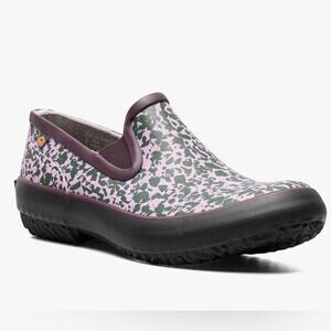 BOGS Women's Patch Slip-on-Spotty Rain Shoe in Burgundy Multi
